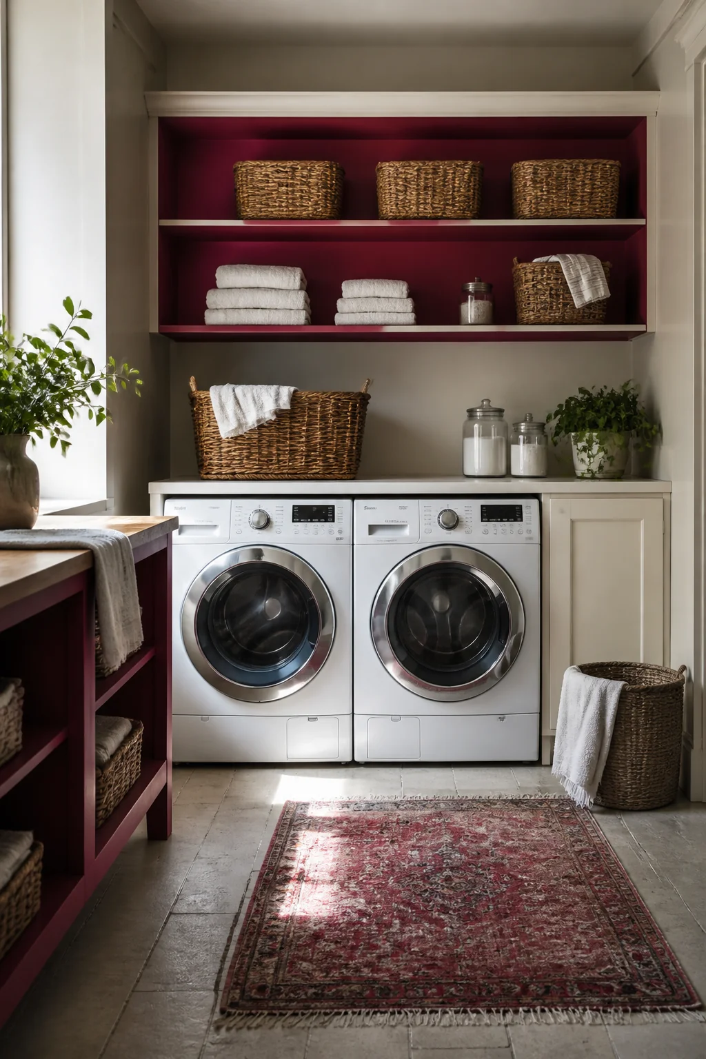 Paint the inside of shelving units a bold color