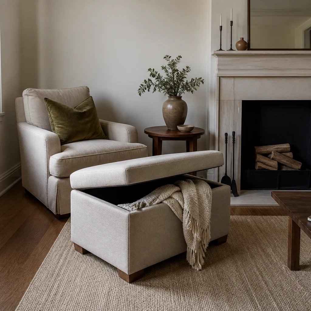 Ottoman with hidden storage inside