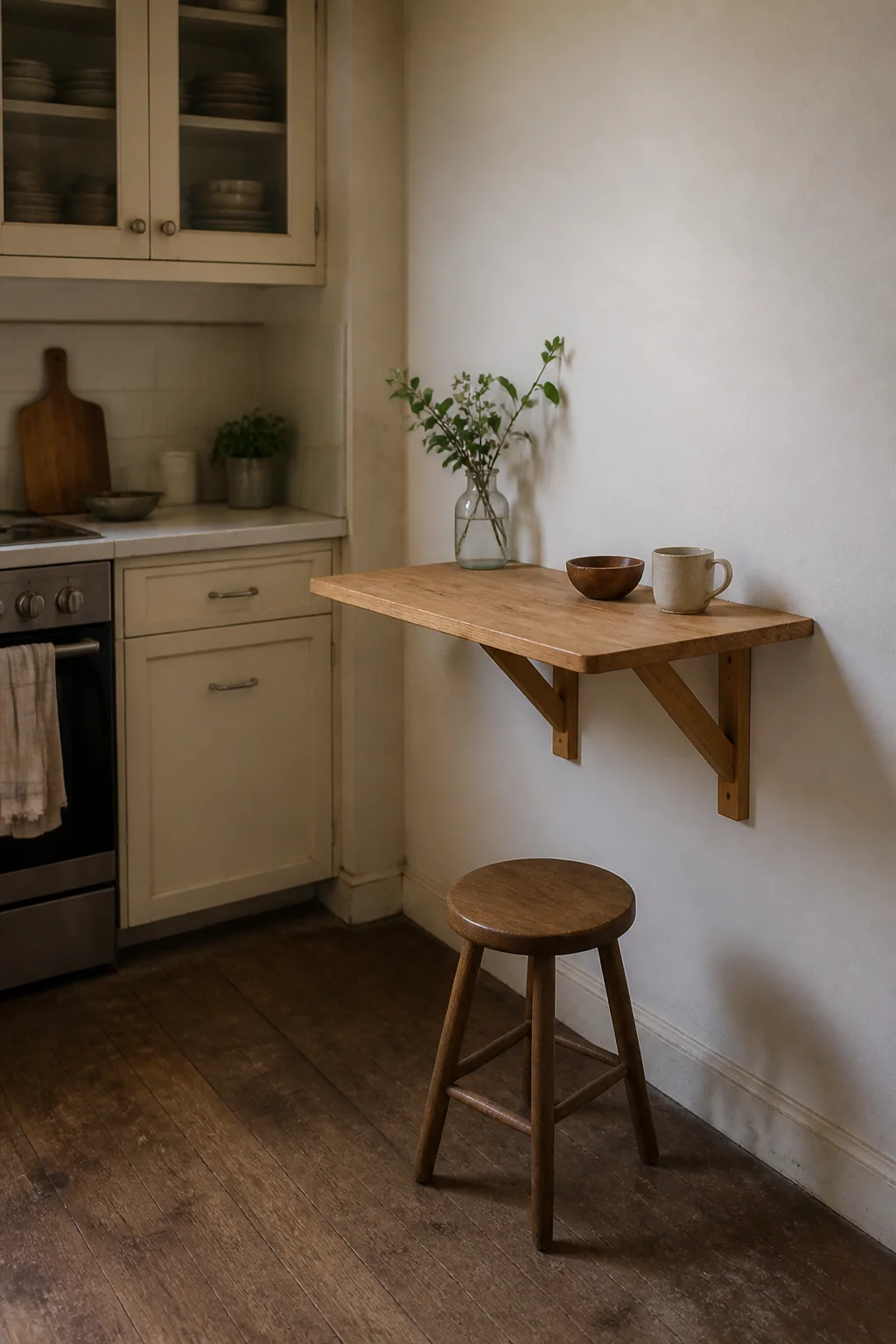 Wall-mounted folding table for the kitchen