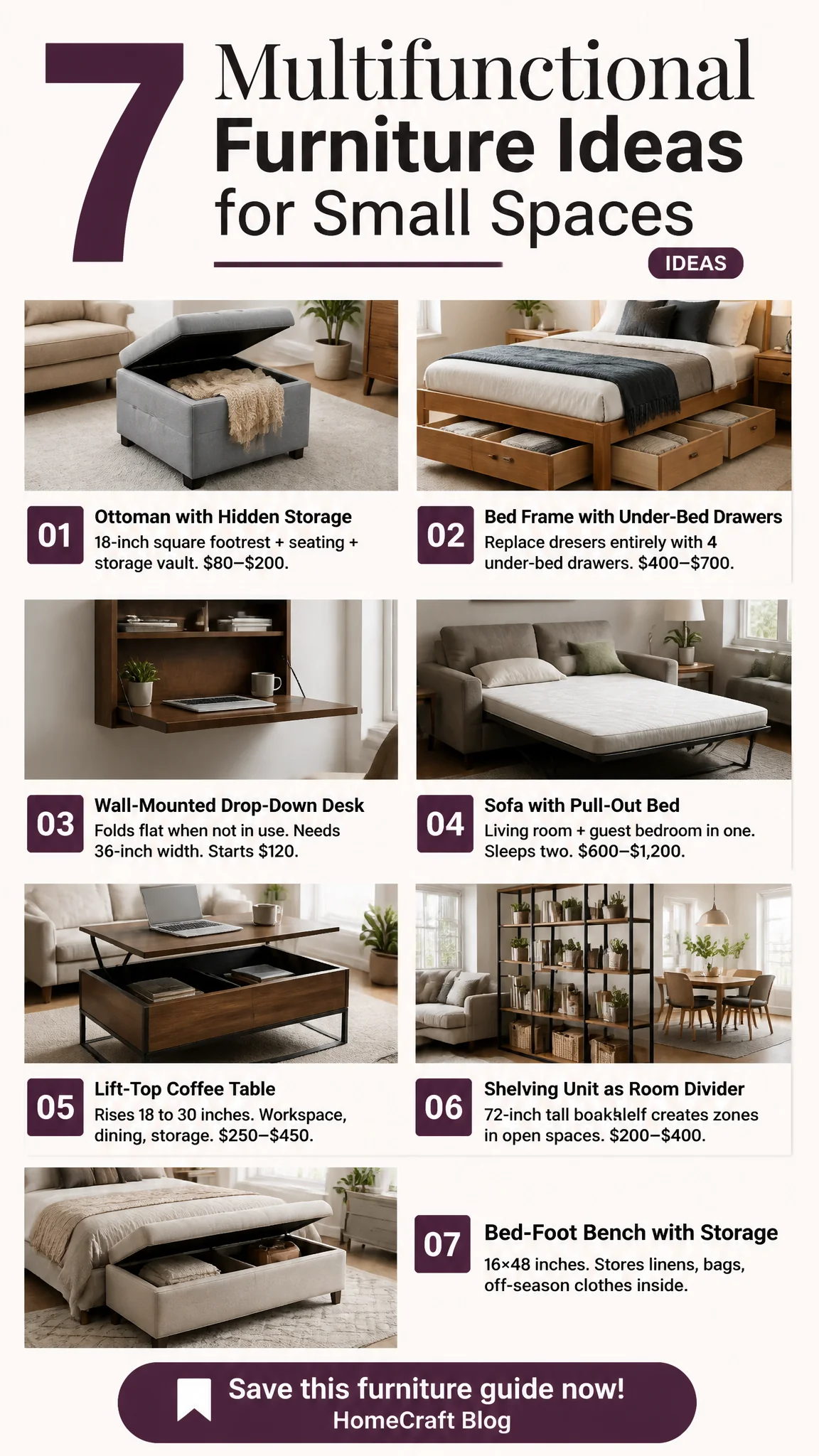 22 Simple Small Space Multifunctional Furniture Ideas That Earn Their Footprint — visual summary