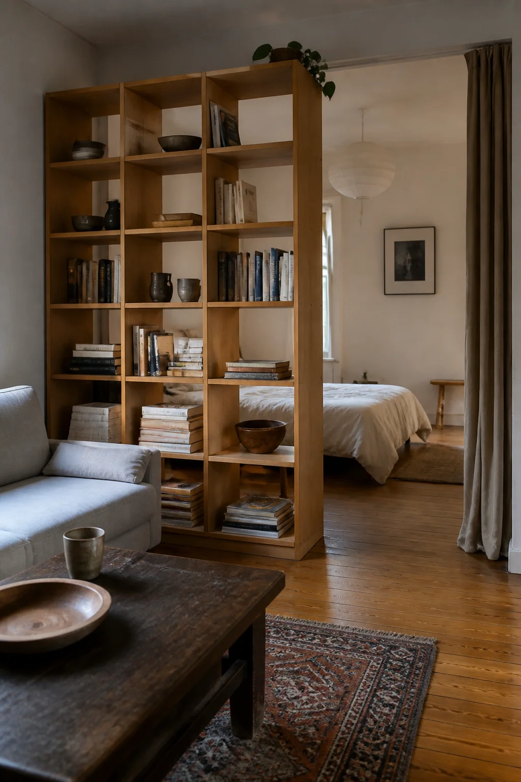 Use a Tall Bookshelf as a Room Divider