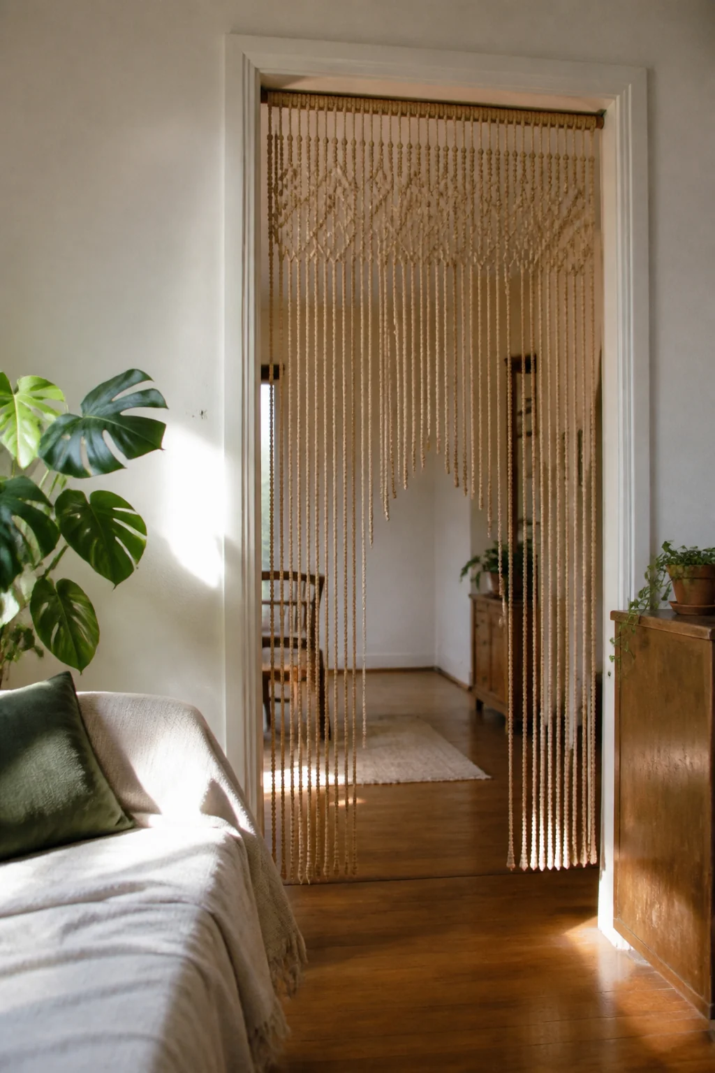 Hang Macramé or Wooden Beads as a Doorway Curtain