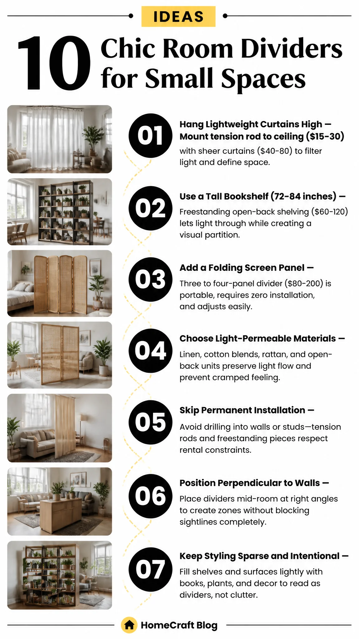 10 Chic Room Divider Ideas for Small Spaces Without Breaking the Bank — the short version, illustrated
