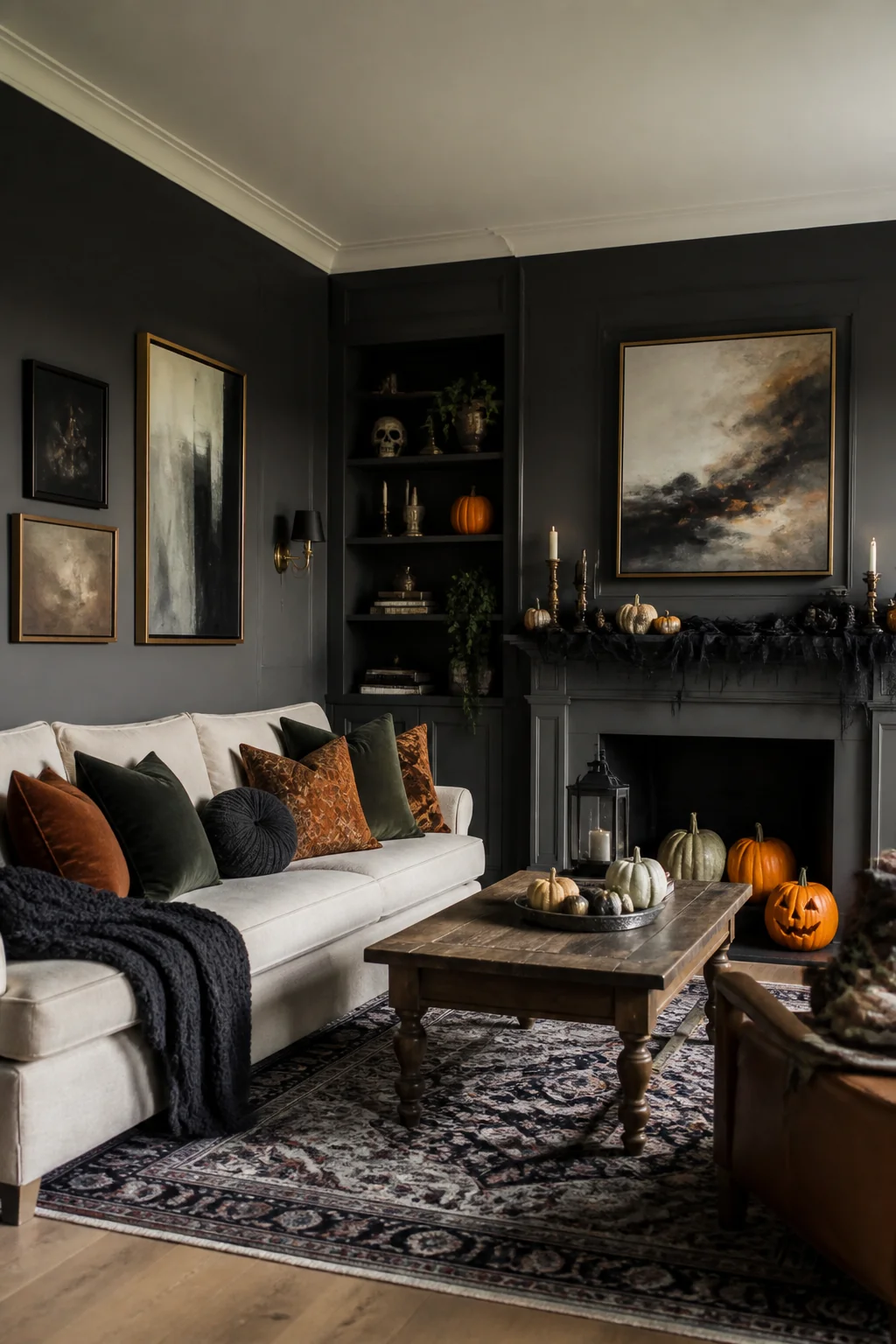 Layer in artwork with a spooky mood, not spooky subjects