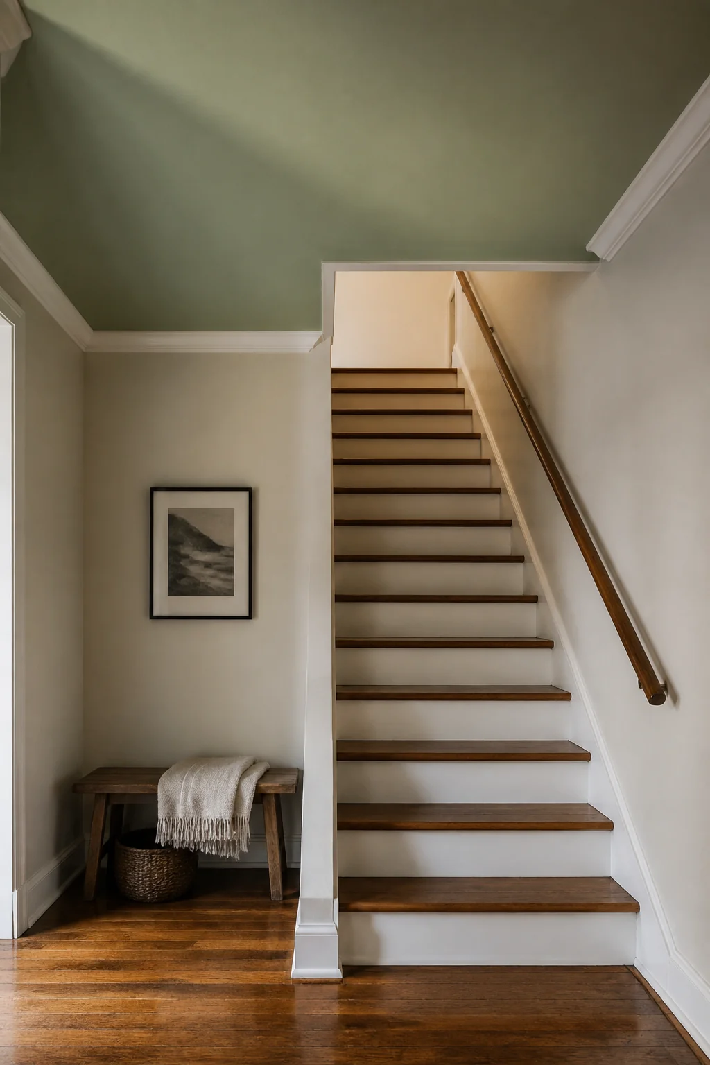 Paint the landing ceiling a soft color