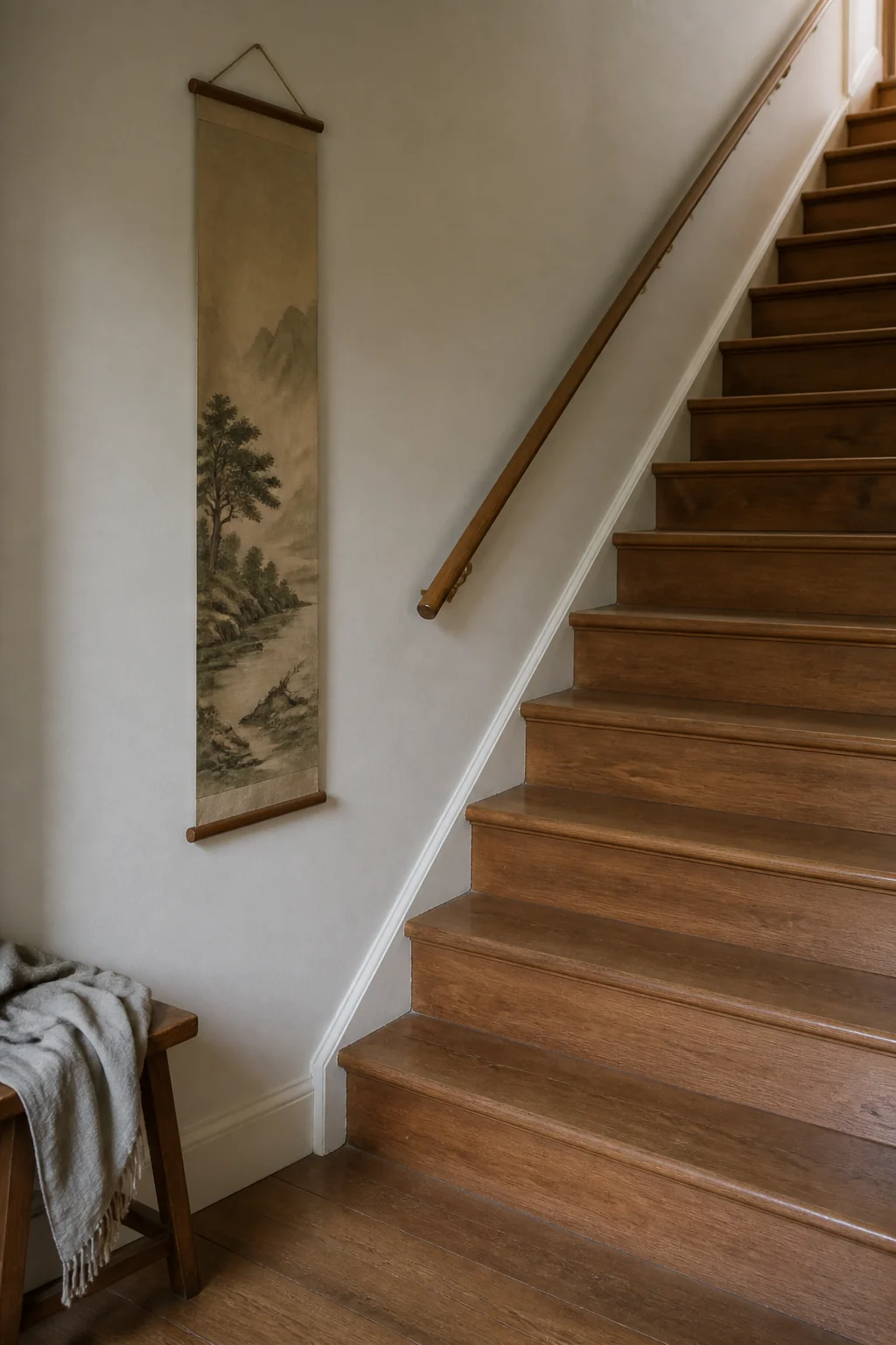 Hang a tall, narrow vertical print or scroll