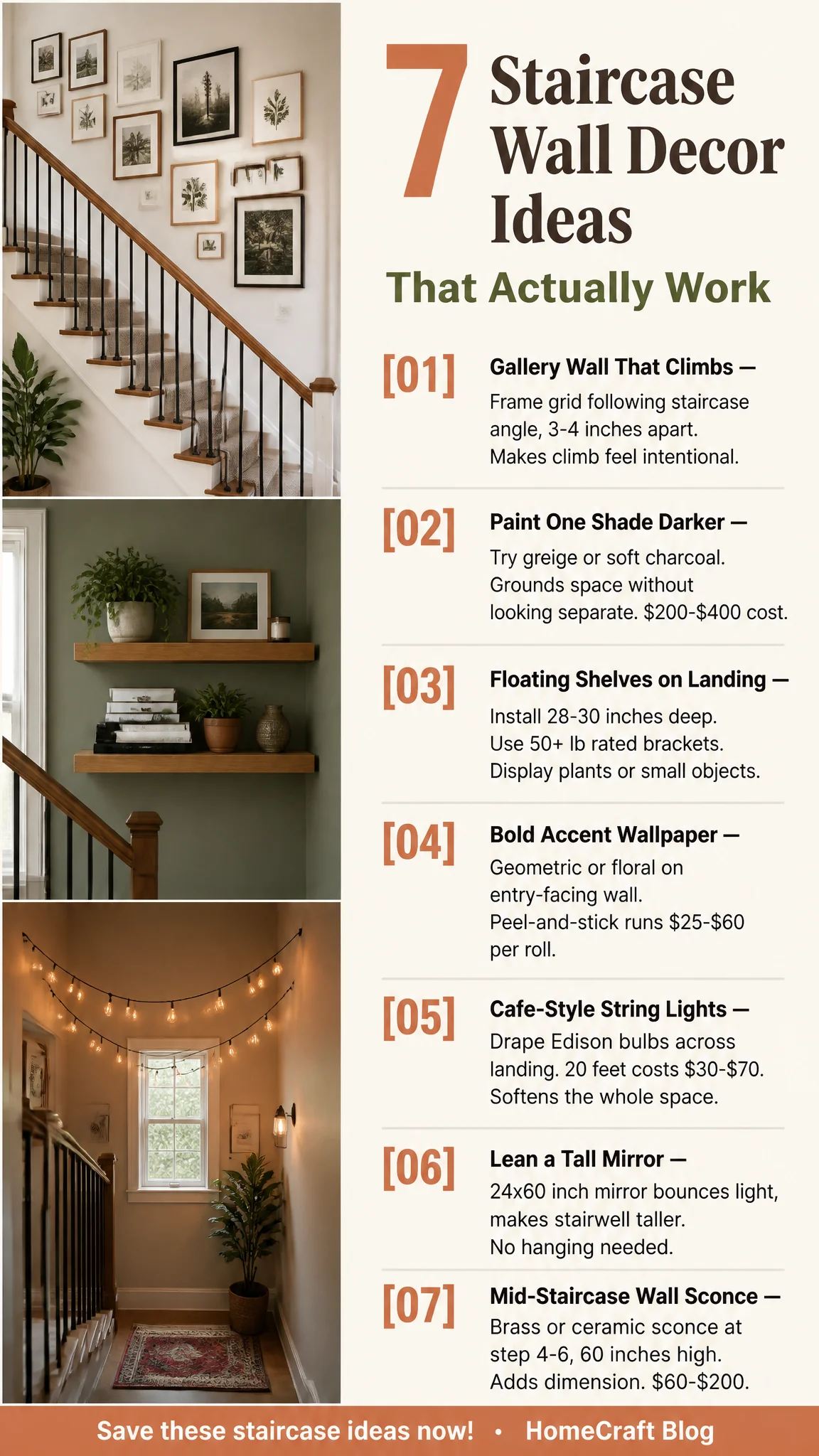 27 Clever Staircase Wall and Landing Decor Ideas — key ideas illustrated
