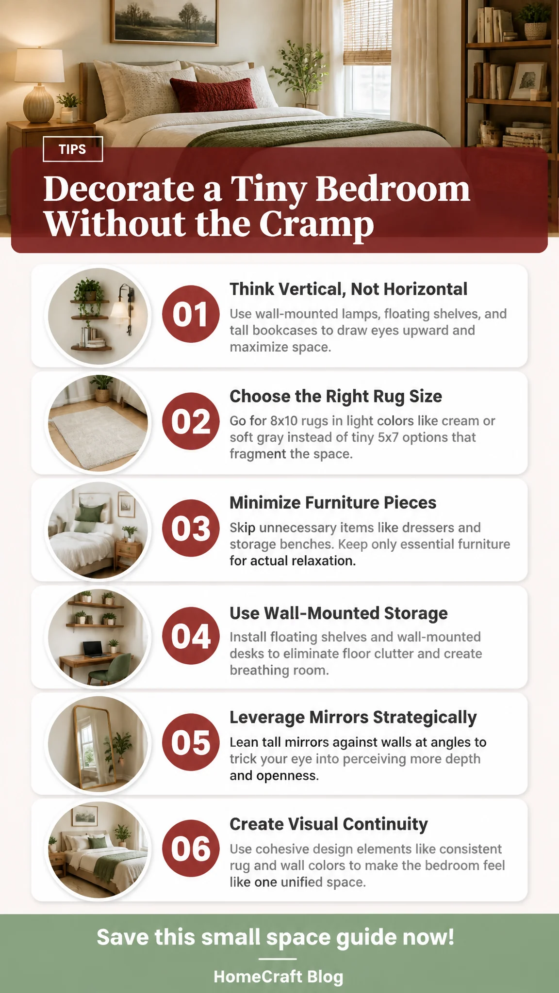 How to Decorate a Tiny Bedroom Without Making It Feel Cramped — complete guide infographic