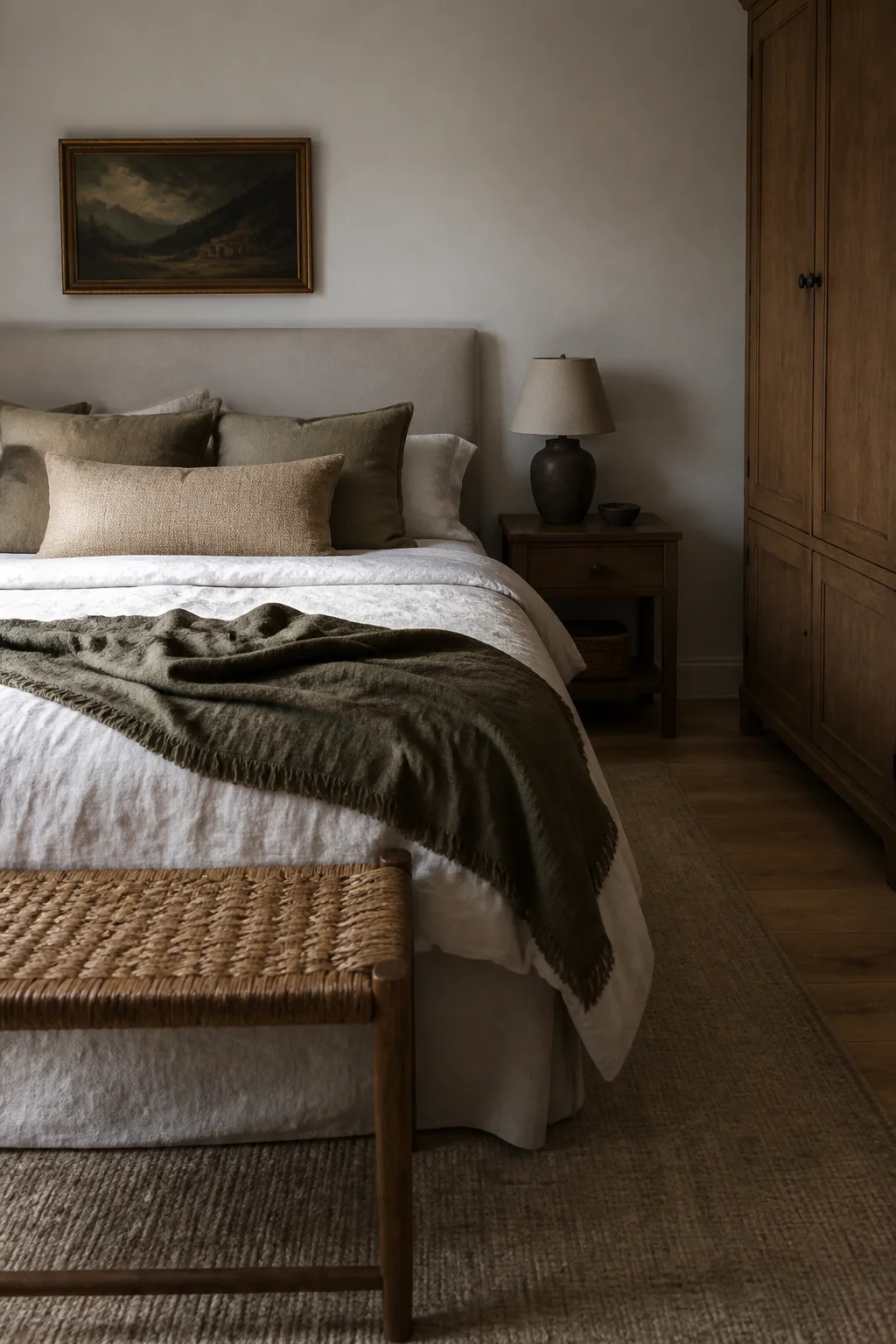 Add weighted texture with throws and pillows in natural fibers