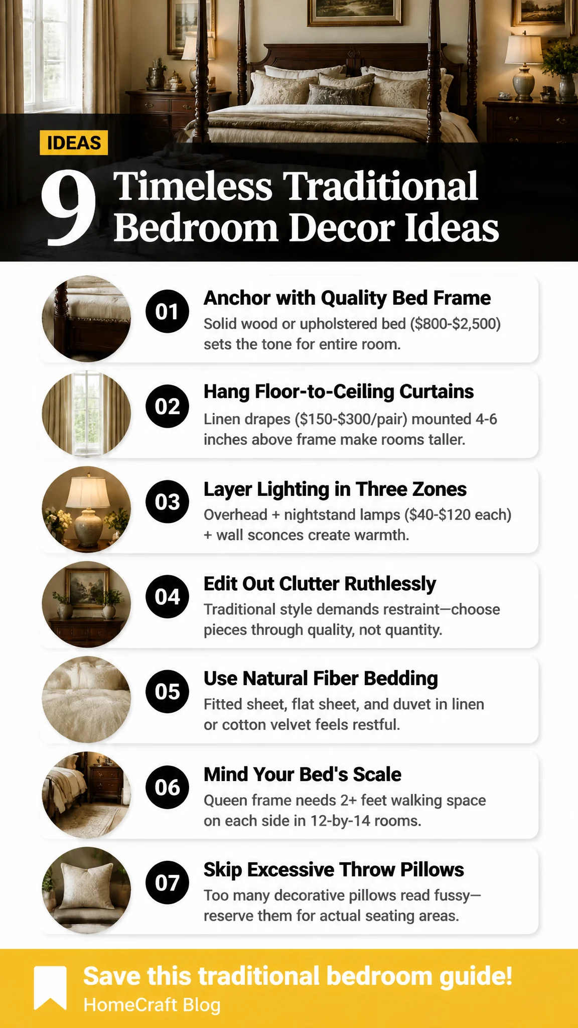 9 Timeless Traditional Bedroom Decor Ideas for a Restful Retreat — the short version, illustrated