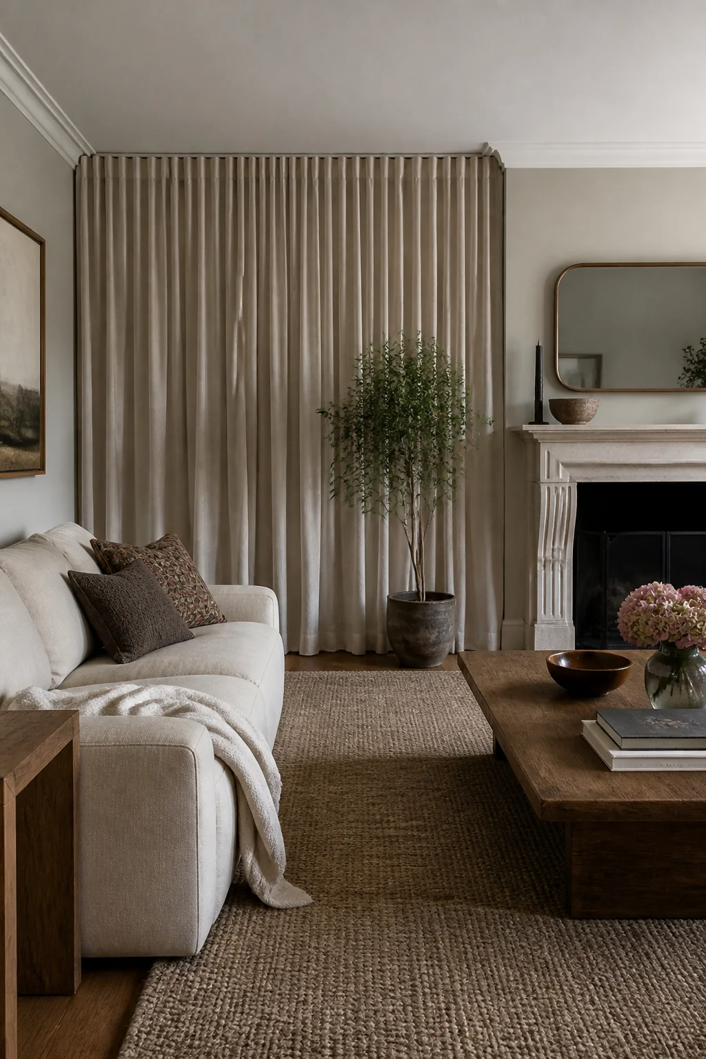 Hang curtains all the way to the ceiling